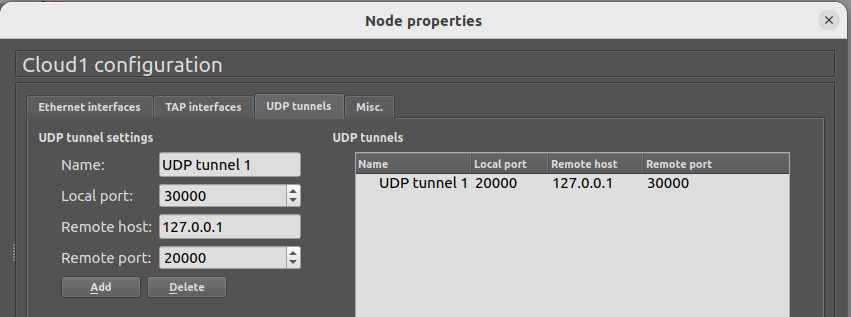 Konfigurasi UDP tunnel di proyek kedua